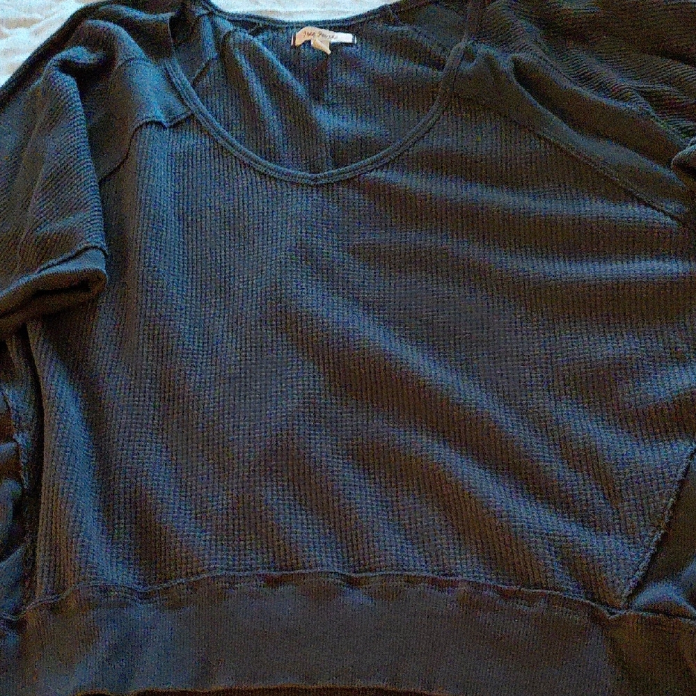 Free People Black Textured Top